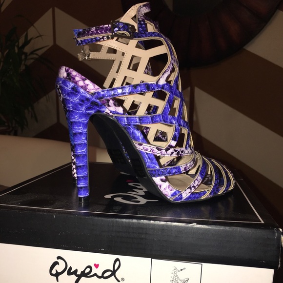 Qupid Blue & Purple Snakeskin Sandal - Picture 1 of 8